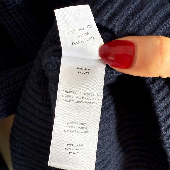 NWT Rails Sanna Sweater Women’s XL Navy Merino Wool Eco Minimalist Luxe Classic - Picture 8 of 10